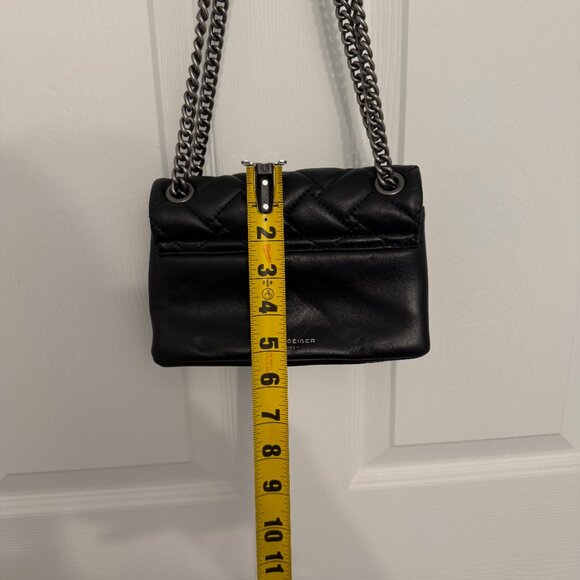 KURT GEIGER black quilted leather crossbody shoulder mini purse with chain strap - Picture 7 of 8